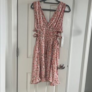 She + Sky Pink Floral Midi Dress